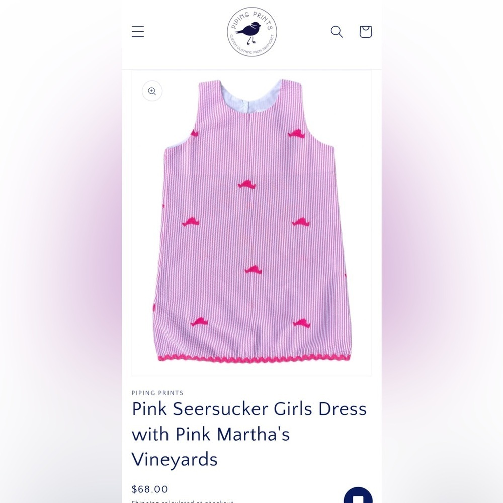 Piping Prints Nantucket Seersucker Dress 6-12 Months Pink Martha's Vineyards